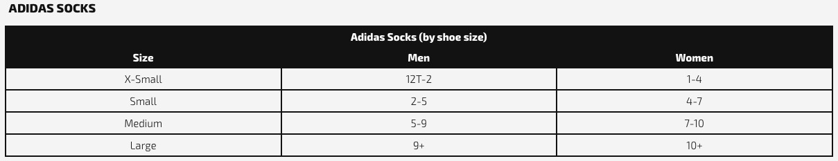 Adidas Socks Sizes - NASA Tophat Junior 
