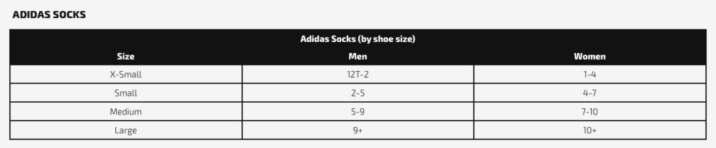 adidas kids sock size